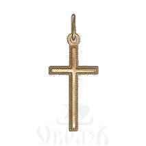 золотой четырехконечный крест без распятия с молитвой "спаси и сохрани" (sokolov 121253), 585 проба красного цвета