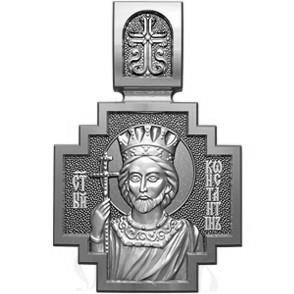 нательная икона св. равноапостольный константин великий император, серебро 925 проба с платинированием (арт. 06.076р)
