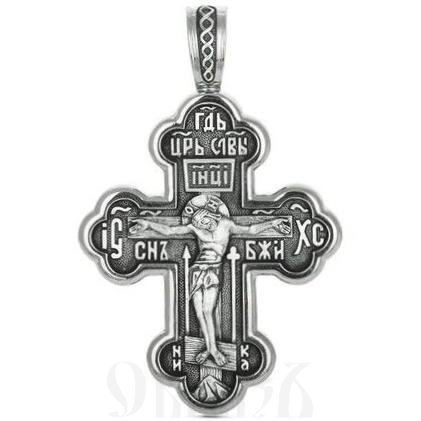 крест трилистник с образами божией матери донская и святых защитников, серебро 925 проба (арт. 43288)